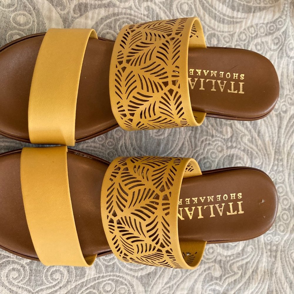 Italian Shoemakers Leather Yellow Platform Sandals